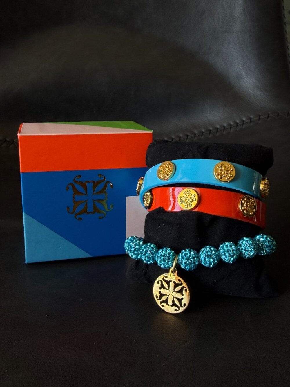 Set of 3 Red and Teal Rustic Cuff Bracelets NWT